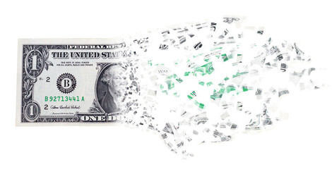 The collapse of the dollar on a white background.
