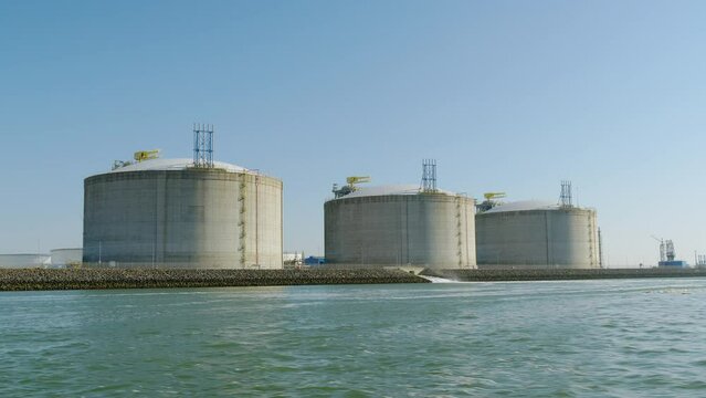 Storage tanks at GATE LNG terminal, Rotterdam, Netherlands