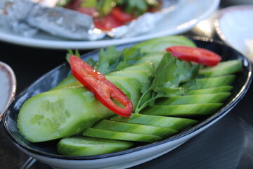 Sliced cucumber