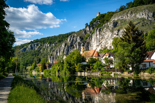 Idyllic view of the village of Markt Essing in Bavaria, Germany in the Altm&uuml;hltal on a sunny day in spring