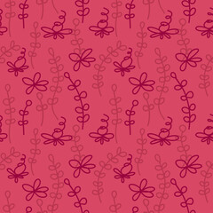 Retro style pattern with abstract flowers and leaves and flowers