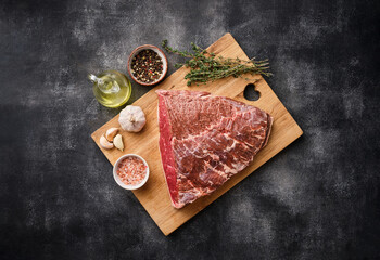 Picanha Steak Churrasco rump steak. Raw cap rump beef (brazilian picanha).