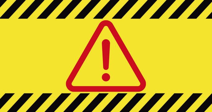 Animation of industrial background, alert caution dangerous important announcement warning