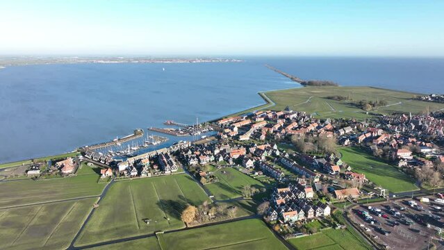 Typical dutch touristic attraction old historic picturesque fishing village on the penisula of Marken, The Netherlands. Europe near Amsterdam and Volendam in Waterland. Holland.