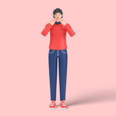 Fototapeta premium 3d female character scared Expression