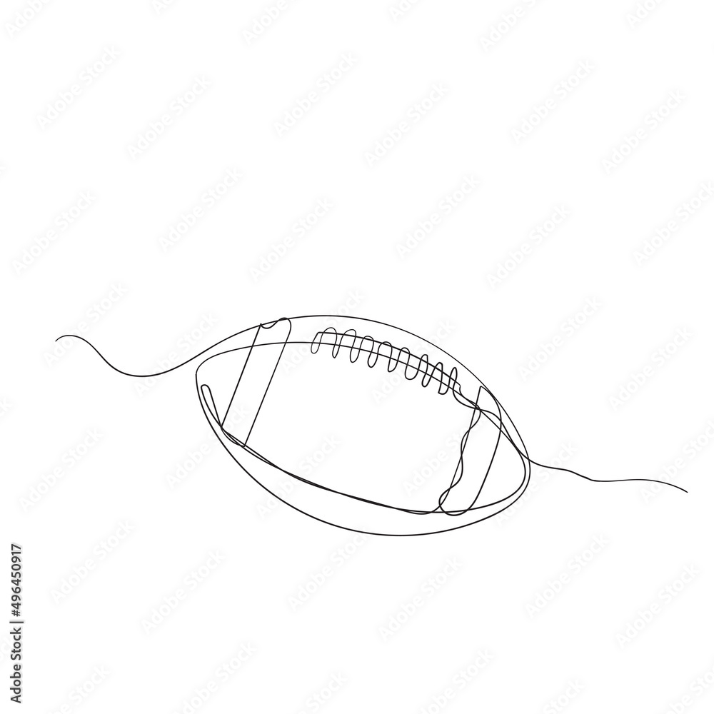 Wall mural continuous line drawing american football illustration drawn isolated