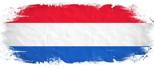 Netherlands background pattern template - Abstract brushstroke paint brush splash in the colors of dutch flag, isolated on white texture - obrazy, fototapety, plakaty
