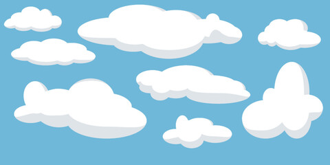 Cartoon clouds flat collection. Vector decorative elements.