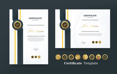 Certificate of appreciation template and vector golden Luxury premium badges design