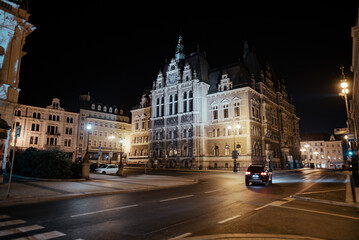 Fototapeta na wymiar Czeskie miasto Liberec nocą 