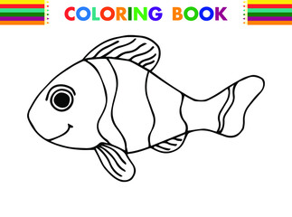 Coloring page fish. Freehand sketch drawing for adult antistress coloring book in zentangle style.