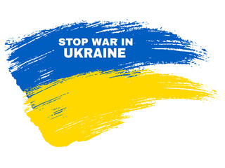 Vector stoke ukraine flag with stop the war in Ukraina. - obrazy, fototapety, plakaty
