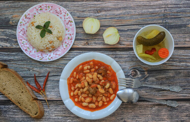 Turkish foods dried bean (kuru fasulye)