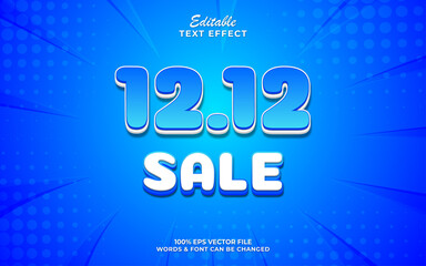 Fototapeta premium 12 12 sale text effect editable template with white and blue color.
