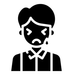 SAD glyph icon,linear,outline,graphic,illustration