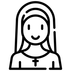 NUN line icon,linear,outline,graphic,illustration