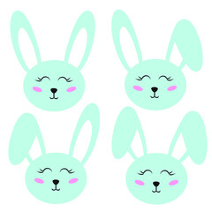 Сute characters set  Bunny or rabbits. Vector illustration  for Easter. Сharacters for kids,  baby t-shirts, fabrics, greeting cards, wallpapers, gift wrapping paper, web page etc.