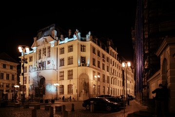 Stare miasto w Pradze w nocy - obrazy, fototapety, plakaty