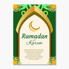 Gradient ramadan greeting card template