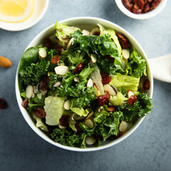Healthy kale salad with cranberry and almond