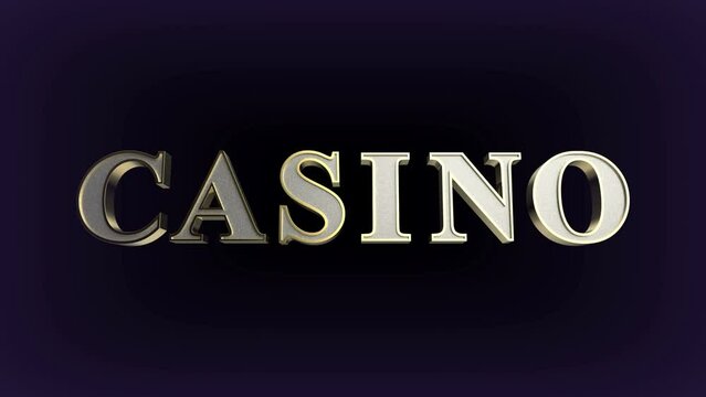 Casino sign with spinning golden letters on dark background