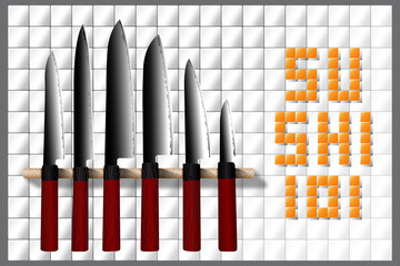 sushi knife set illustration