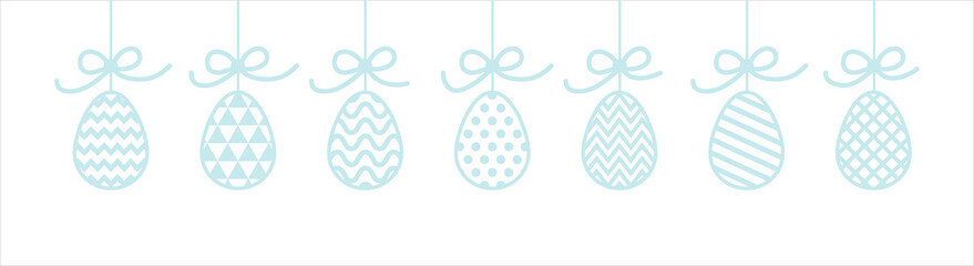 Design of a banner with hanging Easter eggs. Vector