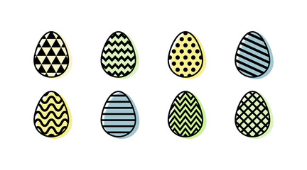Colourful Easter eggs. Icon set. Vector