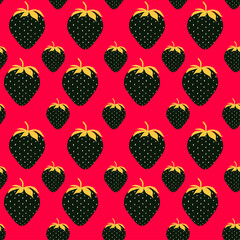 Abstract Strawberry seamless pattern on red background