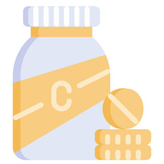 VITAMIN C flat icon,linear,outline,graphic,illustration