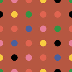 Abstract seamless pattern with vintage colorful circles. Round corner geometric shapes.