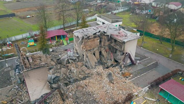War bomb ukraine house fire ruin village country danger destroy