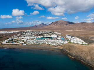 The hotels on the southern coast of the spanish island of Lanzarote