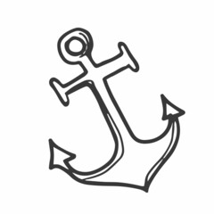 Hand drawn doodle style anchor. Vector illustration isolated symbol
