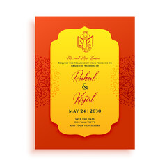 classic indian wedding card template design