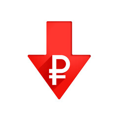 Obraz premium russian ruble red downfall crisis of economy