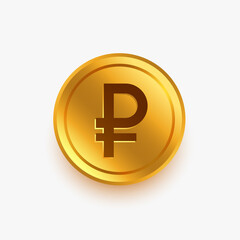 golden ruble coin isolated on white background