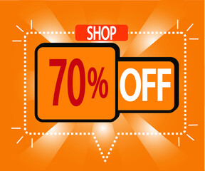 70% discount. vector illustration in orange for stores, shopping and promotion. banner for special offer