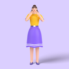 3d female character scared Expression