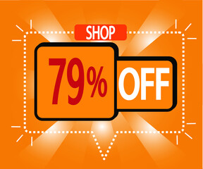 79% discount. vector illustration in orange for stores, shopping and promotion. banner for special offer