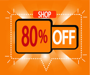 80% discount. vector illustration in orange for stores, shopping and promotion. banner for special offer
