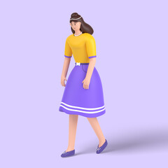 3d female character Suffer of Depression or Anxiety Problem Feel Frustrated Walking, looking sad