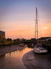 boats at sunset