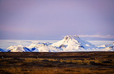 snow covered mountains