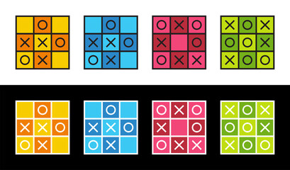 Tic tac toe icons collection, noughts and crosses game icon set - Vector - obrazy, fototapety, plakaty