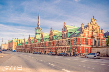 Obraz premium One of the oldest buildings in Copenhagen - The Old Stock Exchange Børsen in Dutch Renaissance style. Copenhagen, Denmark