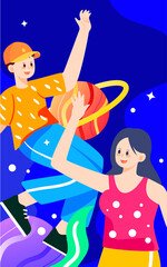 Fototapeta na wymiar Young people are jumping, May 4th youth festival characters vector illustration