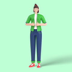 3d female character showing thumps up sign or gesture