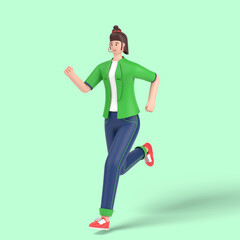 3d female character doing running exercise
