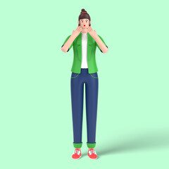 3d female character scared Expression